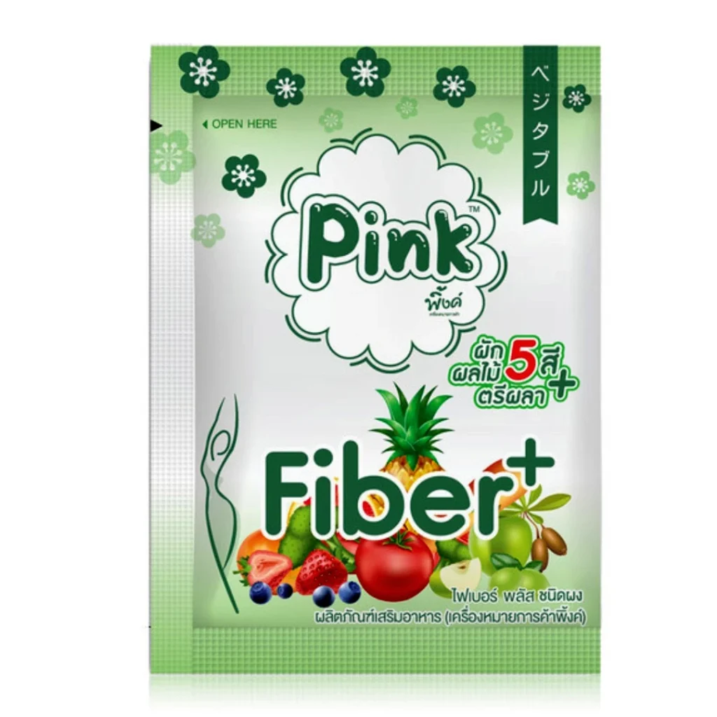 Fiber Plus จาก Pink (ปริมาณ 1 กล่อง 5 ซอง ราคา 150 บาท)